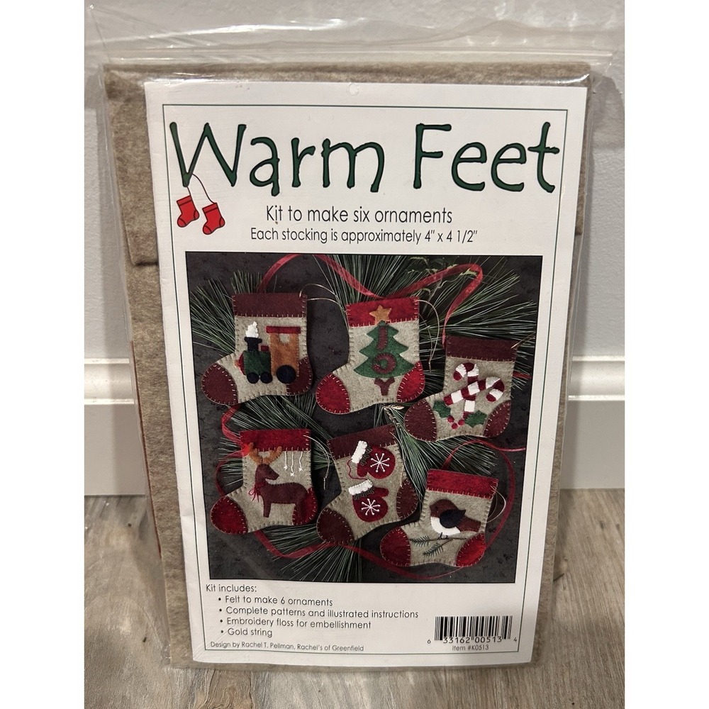 NEW Rachel's of Greenfield Warm Feet Felt Christmas Stocking Ornaments Kit NIP